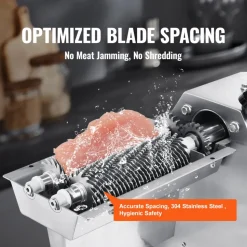 VEVOR Commercial Meat Tenderizer, Heavy Duty 304 Stainless Steel Kitchen Tool with Meat Tong, Cleaning Brush, and Tray, 750W Electric Meat Tenderizer Machine for Beef, Turkey, Chicken, Pork, and Fish