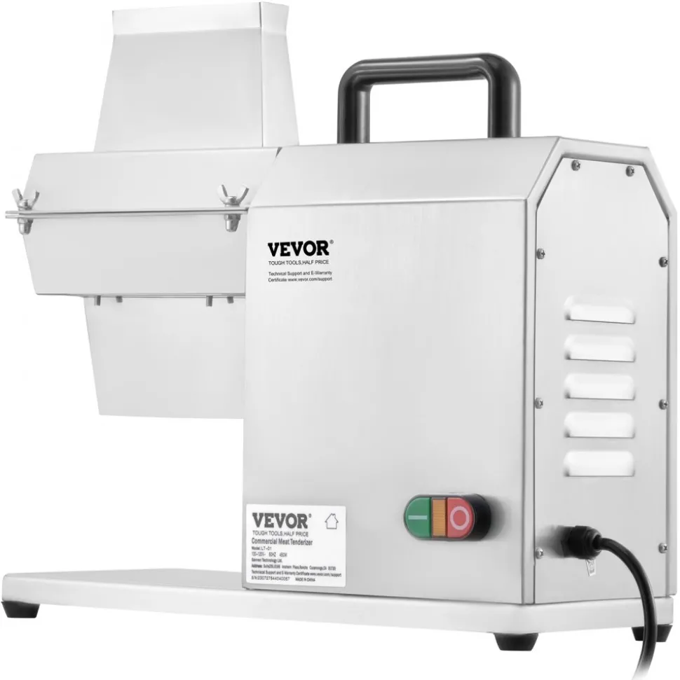 VEVOR Commercial Meat Tenderizer, Heavy Duty Stainless Steel Kitchen Tool with Handle, Meat Tong, and Cleaning Brush, 450W Electric Meat Tenderizer Machine for Beef, Turkey, Chicken, Pork, and Fish