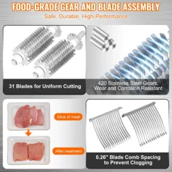 VEVOR Commercial Meat Tenderizer, Heavy Duty Stainless Steel Meat Tenderizer Machine, Quick and Easy Manual Operation Kitchen Tool, 5.8