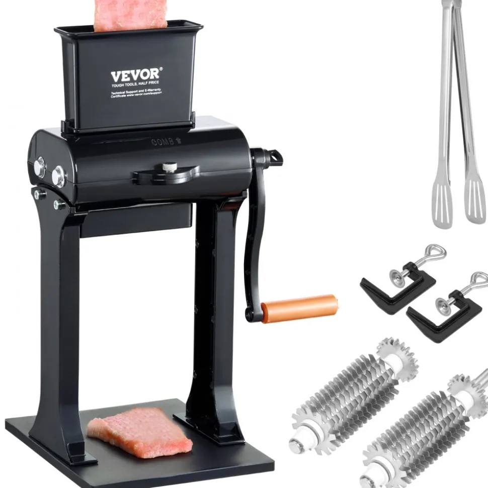 VEVOR Commercial Meat Tenderizer, Heavy Duty Stainless Steel Meat Tenderizer Machine, Quick and Easy Manual Operation Kitchen Tool, 5.8" Feed Port for Beef, Turkey, Chicken, Pork, Steak, and Fish