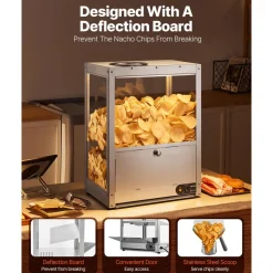 VEVOR Commercial Nacho Chip Warmer, 85QT Chip Warmer Machine with Heating Base and Warming Light, Nacho Machine with Deflection Board, Stainless Steel, for Nacho Chips, Popcorn, Potato Chips, Peanut