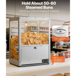 VEVOR Commercial Nacho Chip Warmer, 85QT Chip Warmer Machine with Heating Base and Warming Light, Nacho Machine with Deflection Board, Stainless Steel, for Nacho Chips, Popcorn, Potato Chips, Peanut