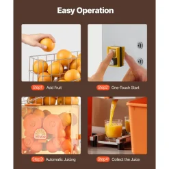 VEVOR Commercial Orange Juicer Machine, 120W Electric Orange Juice Press, Stainless Steel Orange Squeezer for 20 per Minute, Lemon Citrus Pomegranates Extractor with Peels Collecting Bucket