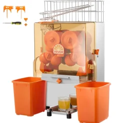 VEVOR Commercial Orange Juicer Machine, 120W Electric Orange Juice Press, Stainless Steel Orange Squeezer for 20 per Minute, Lemon Citrus Pomegranates Extractor with Peels Collecting Bucket