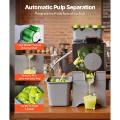 VEVOR Commercial Orange Juicer Machine, Slow Masticating Juicer Extractor, 100W Electric Orange Juice Squeezer, Lemon Citrus Pomegranates Extractor, with Peel Collecting Bucket and PC Cover