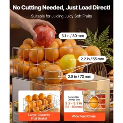 VEVOR Commercial Orange Juicer Machine, 120W Electric Orange Juice Press, Stainless Steel Orange Squeezer for 20 per Minute, Lemon Citrus Pomegranates Extractor with Water Tap, Peels Collecting Bucket