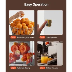 VEVOR Commercial Orange Juicer Machine, 120W Electric Automatic Orange Squeezer, Lemon Citrus Pomegranates Extractor for 20 per Minute, Stainless Steel, with Water Tap, Peels Collecting Bucket