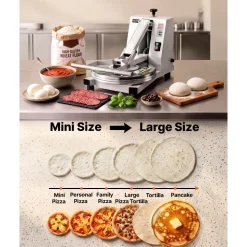 VEVOR Commercial Pizza Dough Press Machine 18 in Electric Dough Sheeter, Ideal for Bakery Home Restaurant Use, 1200W Cast Aluminum Pastry Press Plate, Adjustable Thickness Bread Forming Presser