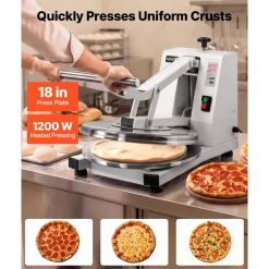 VEVOR Commercial Pizza Dough Press Machine 18 in Electric Dough Sheeter, Ideal for Bakery Home Restaurant Use, 1200W Cast Aluminum Pastry Press Plate, Adjustable Thickness Bread Forming Presser