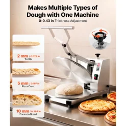 VEVOR Commercial Pizza Dough Press Machine 18 in Electric Dough Sheeter, Ideal for Bakery Home Restaurant Use, 1200W Cast Aluminum Pastry Press Plate, Adjustable Thickness Bread Forming Presser