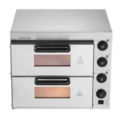 VEVOR Commercial Pizza Oven Countertop, 16-Inch Double Deck Layers, Stainless Steel Electric Pizza Oven with Stone and Handle, Multipurpose Indoor Pizza Maker for Restaurant Home Pretzels Baked