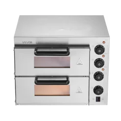 VEVOR Commercial Pizza Oven Countertop, 14-Inch Double Deck Layer, Stainless Steel Electric Pizza Oven with Stone and Handle, Multipurpose Indoor Pizza Maker for Restaurant Home Pretzels Baked