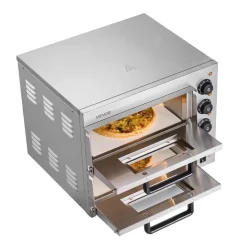 VEVOR Commercial Pizza Oven Countertop, 14-Inch Double Deck Layer, Stainless Steel Electric Pizza Oven with Stone and Handle, Multipurpose Indoor Pizza Maker for Restaurant Home Pretzels Baked