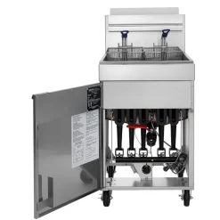 VEVOR Commercial Propane Deep Fryer 150,000 BTU with 2 Baskets, 5-Tube Burner Fryer, Stainless Steel Floor Standing Deep Fryers Cart, 80 lbs Capacity for Restaurants