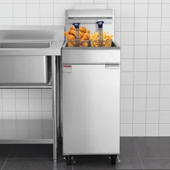 VEVOR Commercial Propane Deep Fryer 90,000 BTU with 2 Baskets, 3-Tube Burner Fryer, Stainless Steel Floor Standing Deep Fryers Cart, 40 lbs Capacity for Restaurants
