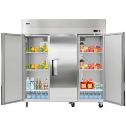 VEVOR Commercial Reach-In Refrigerator 72" W, 52 Cu.Ft Stainless Steel Upright Refrigerator with Three Doors, Auto-Defrost, 9 Adjustable Shelves, 32 to 50℉ Temp Control, UL Certified
