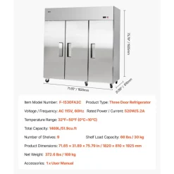 VEVOR Commercial Reach-In Refrigerator 72
