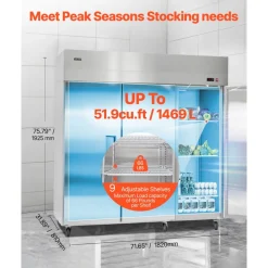 VEVOR Commercial Reach-In Refrigerator 72