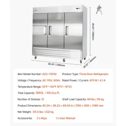 VEVOR Commercial Reach-In Refrigerator 85