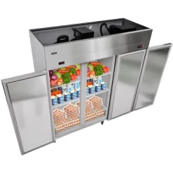 VEVOR Commercial Refrigerator and Freezer Combo, 31.89 in Width Reach In Upright-Freezer Double Door, 31.1 Cu.ft Auto-Defrost Stainless Steel Freezer with 8 Adjustable Shelves, LED Light, 4 Wheels
