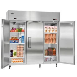 VEVOR Commercial Refrigerator and Freezer Combo, 31.89 in Width Reach In Upright-Freezer Double Door, 31.1 Cu.ft Auto-Defrost Stainless Steel Freezer with 8 Adjustable Shelves, LED Light, 4 Wheels