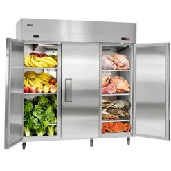 VEVOR Commercial Refrigerator and Freezer Combo, 31.89 in Width Reach In Upright-Freezer Double Door, 31.1 Cu.ft Auto-Defrost Stainless Steel Freezer with 8 Adjustable Shelves, LED Light, 4 Wheels