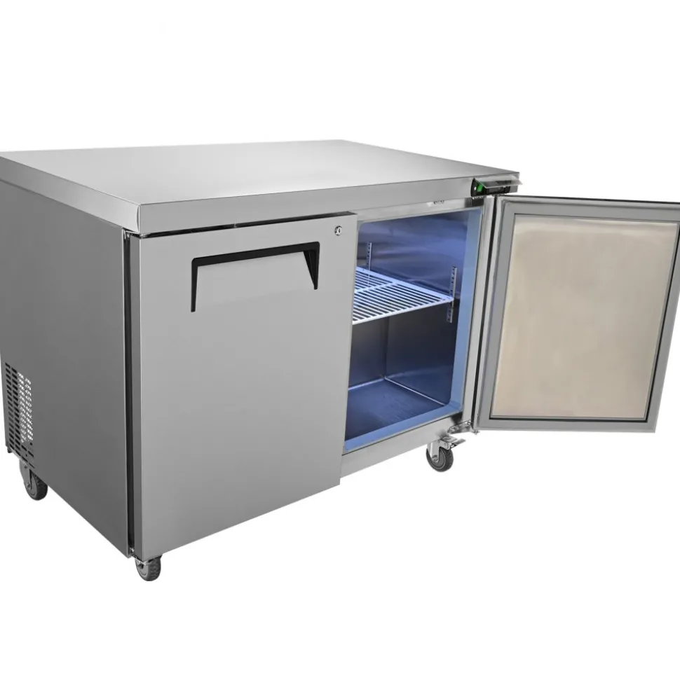 VEVOR Commercial Refrigerator, 48" Worktop Undercounter Refrigerator, 12.85 Cu. Ft Thick Stainless Steel Refrigerated Food Prep Station, 2 Door Worktop Fridge with lock for Restaurant, Bar, Diner