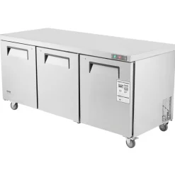 VEVOR 72" Commercial Refrigerator Sandwich & Salad Prep Table, 20 Cu. Ft Stainless Steel Refrigerated Food Prep Station with 3 Doors, Frost Free Refrigerator with Lock for Restaurant, Bar, Store