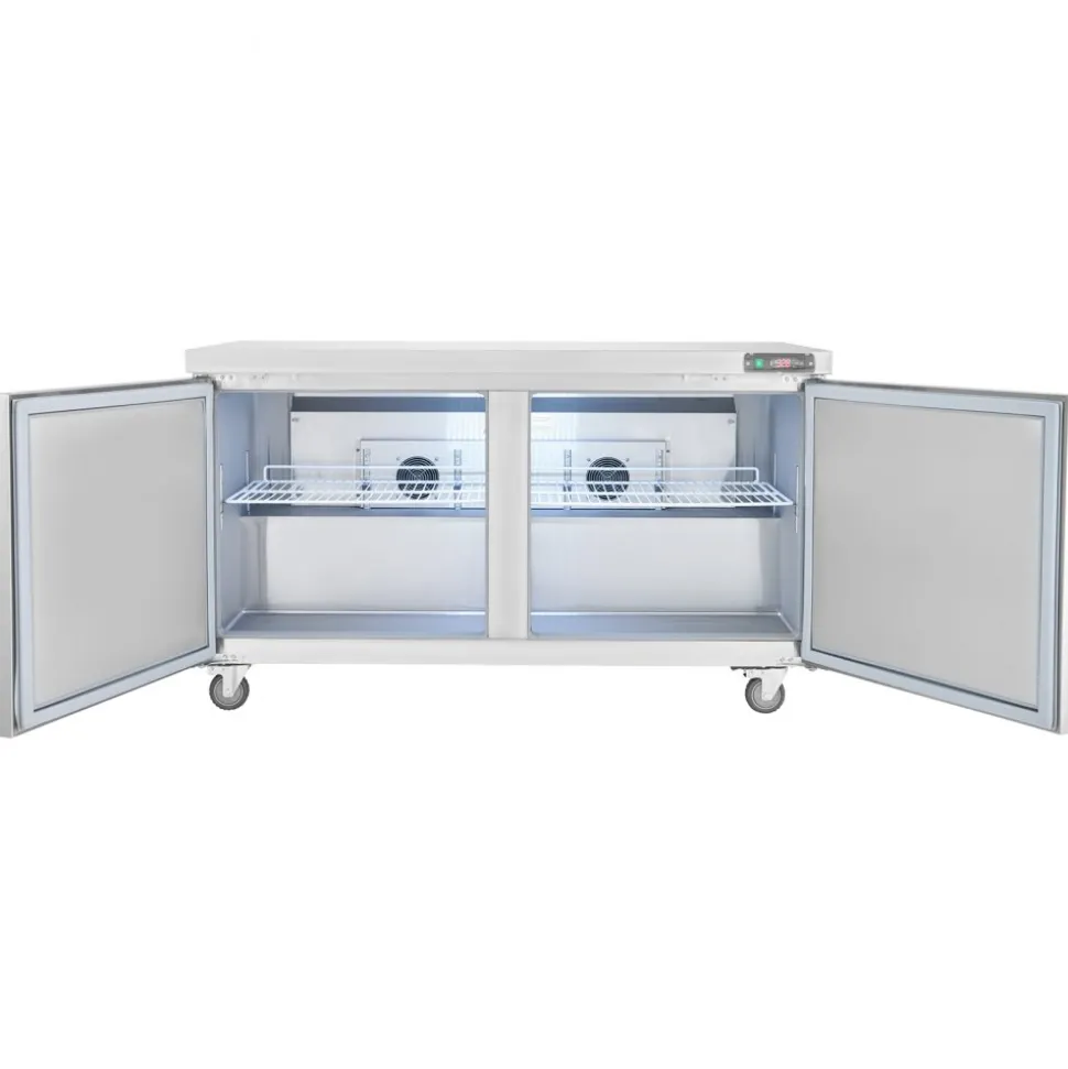 VEVOR 60" Commercial Refrigerator Sandwich & Salad Prep Table, 16.4 Cu. Ft Stainless Steel Refrigerated Food Prep Station with 2 Doors, Frost Free Refrigerator with Lock for Restaurant, Bar, Store
