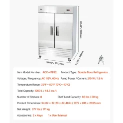 VEVOR Commercial Refrigerator, 29.02 in Width Reach In Upright Refrigeration Single Glass Door, 21.5 Cu.ft Auto-Defrost Stainless Steel Refrigerator with 4 Adjustable Shelves, 32 to 50℉ Temp Range