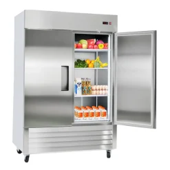 VEVOR Commercial Refrigerator, 29.02 in Width Reach In Upright Refrigeration Single Glass Door, 21.5 Cu.ft Auto-Defrost Stainless Steel Refrigerator with 4 Adjustable Shelves, 32 to 50℉ Temp Range
