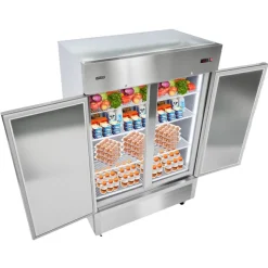 VEVOR Commercial Refrigerator, 29.02 in Width Reach In Upright Refrigeration Single Glass Door, 21.5 Cu.ft Auto-Defrost Stainless Steel Refrigerator with 4 Adjustable Shelves, 32 to 50℉ Temp Range