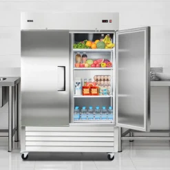 VEVOR Commercial Refrigerator, 29.02 in Width Reach In Upright Refrigeration Single Glass Door, 21.5 Cu.ft Auto-Defrost Stainless Steel Refrigerator with 4 Adjustable Shelves, 32 to 50℉ Temp Range