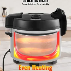 VEVOR Commercial Rice Cooker, 60-Cup Rice Cooker, 13.74 Qt / 13 Liter Large Rice Cooker and Warmer with Nonstick Inner Pot, Fast Cooking and 12-Hour Keep Warm, with Rice Cup and Paddle, for Restaurant