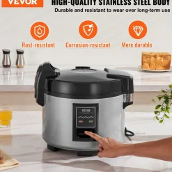 VEVOR Commercial Rice Cooker, 60-Cup Rice Cooker, 13.74 Qt / 13 Liter Large Rice Cooker and Warmer with Nonstick Inner Pot, Fast Cooking and 12-Hour Keep Warm, with Rice Cup and Paddle, for Restaurant