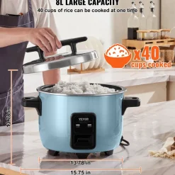 VEVOR Commercial Rice Cooker, 40-Cup Rice Cooker, 8.45 Qt / 8 Liter Large Rice Cooker and Warmer with Nonstick Inner Pot, Fast Cooking and 24-Hour Keep Warm, with Rice Cup and Paddle, for Restaurant