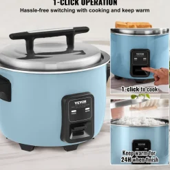 VEVOR Commercial Rice Cooker, 40-Cup Rice Cooker, 8.45 Qt / 8 Liter Large Rice Cooker and Warmer with Nonstick Inner Pot, Fast Cooking and 24-Hour Keep Warm, with Rice Cup and Paddle, for Restaurant