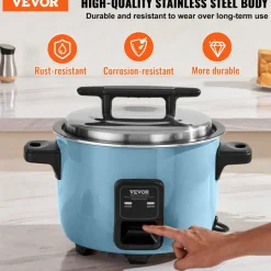 VEVOR Commercial Rice Cooker, 40-Cup Rice Cooker, 8.45 Qt / 8 Liter Large Rice Cooker and Warmer with Nonstick Inner Pot, Fast Cooking and 24-Hour Keep Warm, with Rice Cup and Paddle, for Restaurant