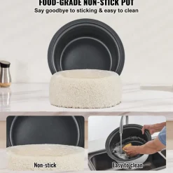 VEVOR Commercial Rice Cooker, 50-Cup Rice Cooker, 10.57 Qt / 10 Liter Large Rice Cooker and Warmer with Nonstick Inner Pot, Fast Cooking and 24-Hour Keep Warm, with Rice Cup and Paddle, for Restaurant