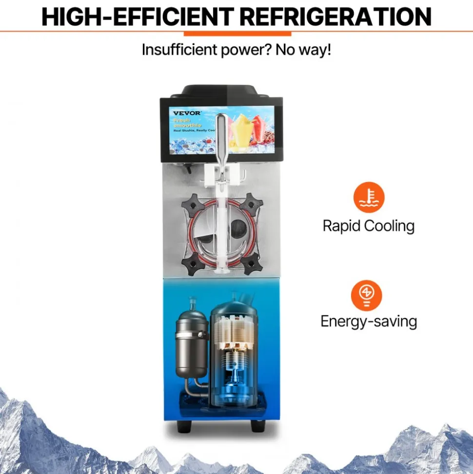 VEVOR Commercial Slushy Machine, 12L / 3.17 Gal Single Tank, Cool and Freeze Modes, Stainless Steel Margarita Smoothie Frozen Drink Maker, Slushie Machine for Party Cafes Restaurants Bars Home