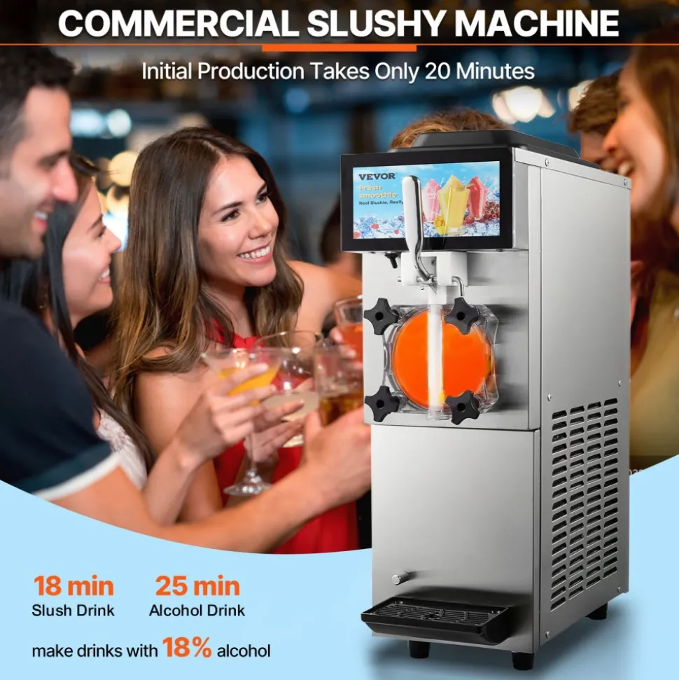 VEVOR Commercial Slushy Machine, 12L / 3.17 Gal Single Tank, Cool and Freeze Modes, Stainless Steel Margarita Smoothie Frozen Drink Maker, Slushie Machine for Party Cafes Restaurants Bars Home
