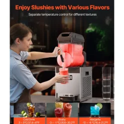 VEVOR Commercial Slushy Machine, 12L Single Tank Frozen Drink Machine, 48 Cups Stainless Steel Margarita Smoothie Frozen Drink Maker, Slushie Maker for Home Party Restaurants Cafe Bars