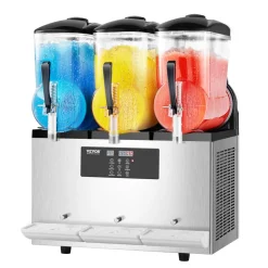VEVOR Commercial Slushy Machine, 12Lx3 Triple Tank Frozen Drink Machine, 144 Cups Stainless Steel Margarita Smoothie Frozen Drink Maker, Slushie Maker for Home Party Restaurants Cafe Bars