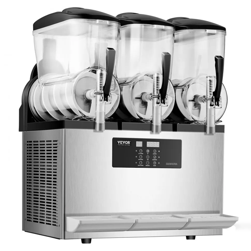 VEVOR Commercial Slushy Machine, 12Lx3 Triple Tank Frozen Drink Machine, 144 Cups Stainless Steel Margarita Smoothie Frozen Drink Maker, Slushie Maker for Home Party Restaurants Cafe Bars