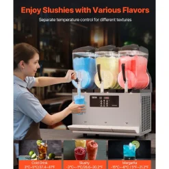 VEVOR Commercial Slushy Machine, 12Lx3 Triple Tank Frozen Drink Machine, 144 Cups Stainless Steel Margarita Smoothie Frozen Drink Maker, Slushie Maker for Home Party Restaurants Cafe Bars
