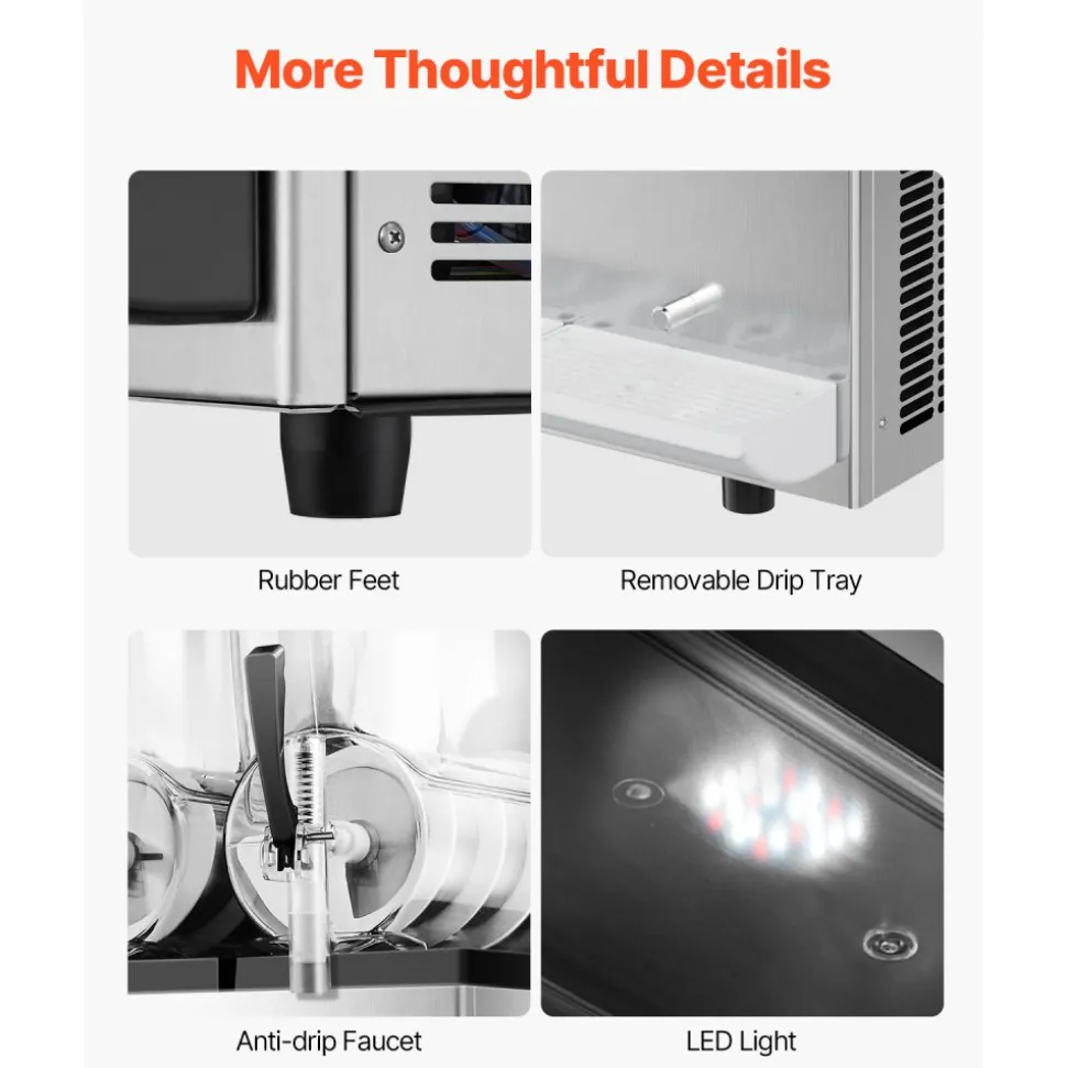 VEVOR Commercial Slushy Machine, 12Lx3 Triple Tank Frozen Drink Machine, 144 Cups Stainless Steel Margarita Smoothie Frozen Drink Maker, Slushie Maker for Home Party Restaurants Cafe Bars