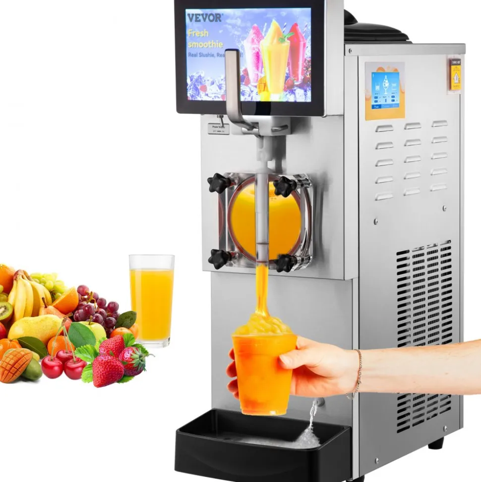 VEVOR Commercial Slushy Machine, 8L / 2.1 Gal Single Bowl, Cool and Freeze Modes, 1050W Stainless Steel Margarita Smoothie Frozen Drink Maker, Slushie Machine for Party Cafes Restaurants Bars Home