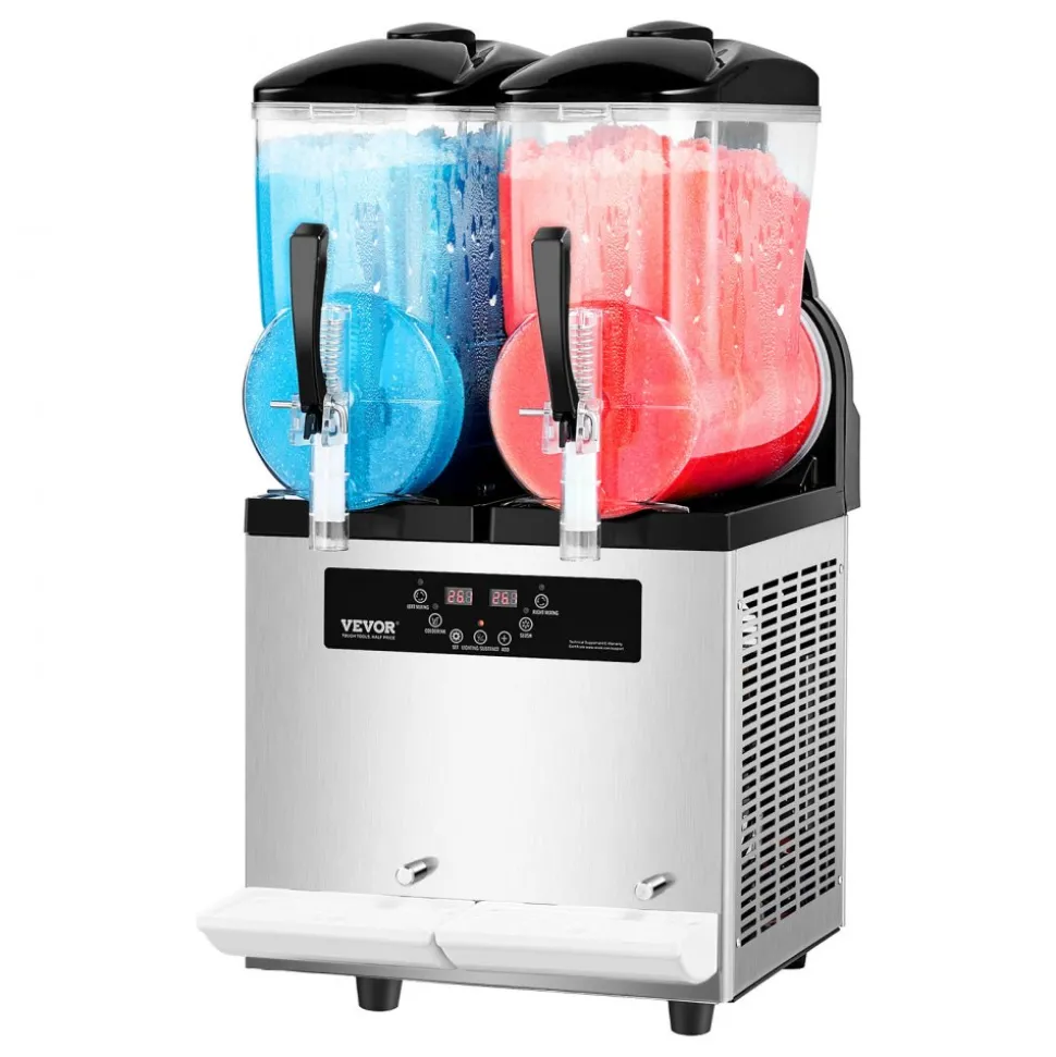 VEVOR Commercial Slushy Machine, 12Lx2 Double Tank Frozen Drink Machine, 96 Cups Stainless Steel Margarita Smoothie Frozen Drink Maker, Slushie Maker for Home Party Restaurants Cafe Bars