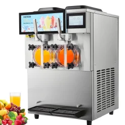 VEVOR Commercial Slushy Machine, 2 x 12L / 3.17 Gal Double Tanks, Cool and Freeze Modes, Stainless Steel Margarita Smoothie Frozen Drink Maker, Slushie Machine for Party Cafes Restaurants Bars Home