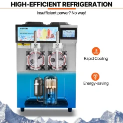 VEVOR Commercial Slushy Machine, 2 x 12L / 3.17 Gal Double Tanks, Cool and Freeze Modes, Stainless Steel Margarita Smoothie Frozen Drink Maker, Slushie Machine for Party Cafes Restaurants Bars Home